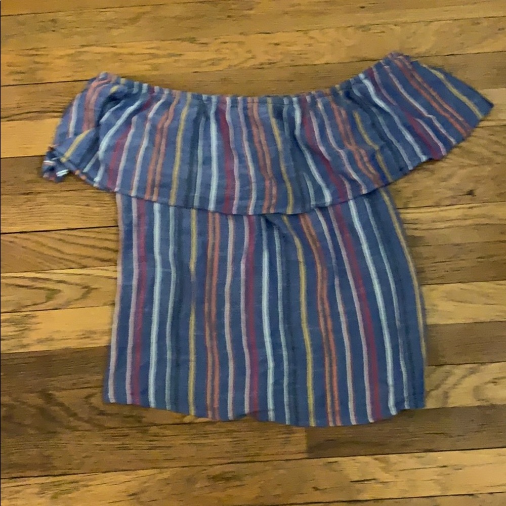 Off the shoulder striped shirt